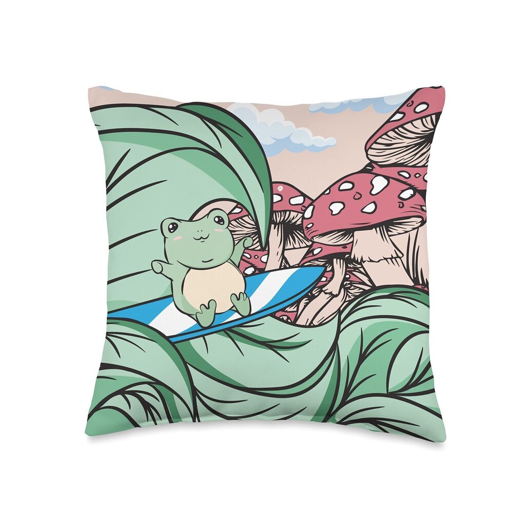 8506 Cottagecore Aesthetic Kawaii Frog In Great Wave Off Kanagawa Throw